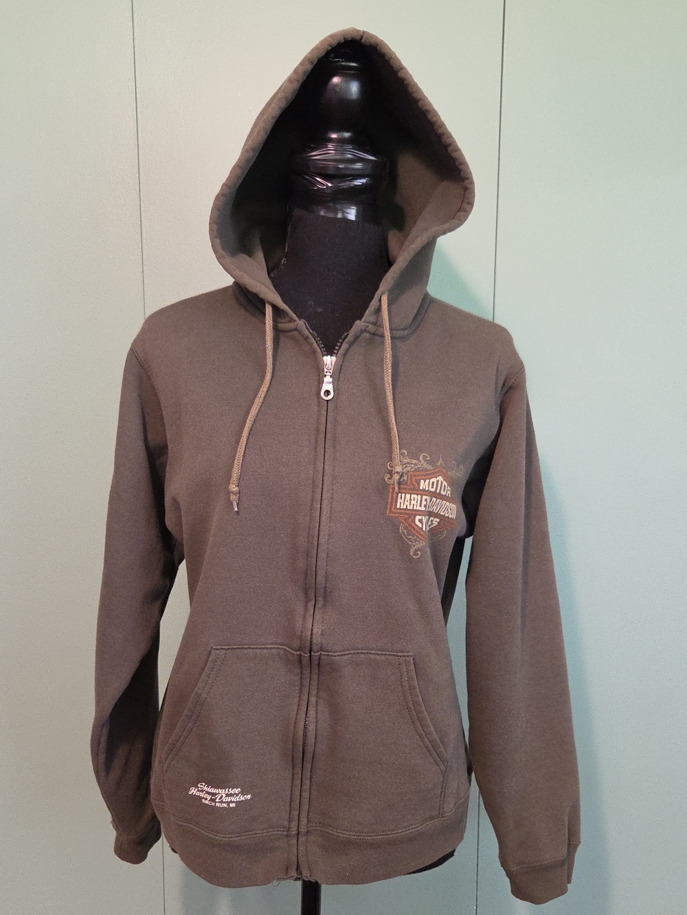 Harley-Davidson Green Full-Zip Hoodie Jacket Size Large